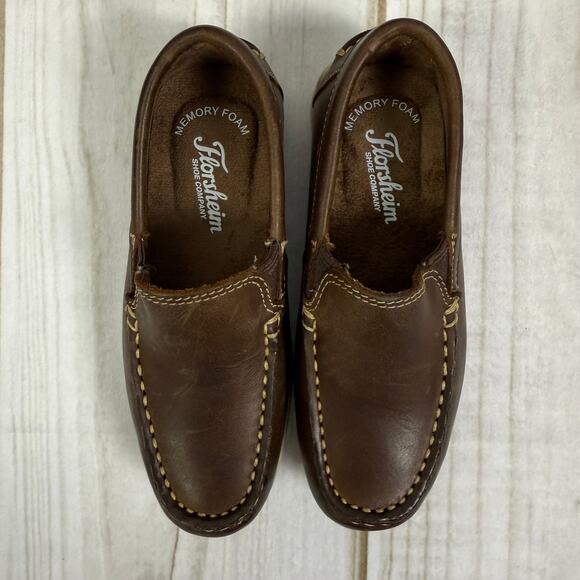 Florsheim Kids Brown Leather Memory Foam Slip On Loafers Size 11C - Picture 2 of 6